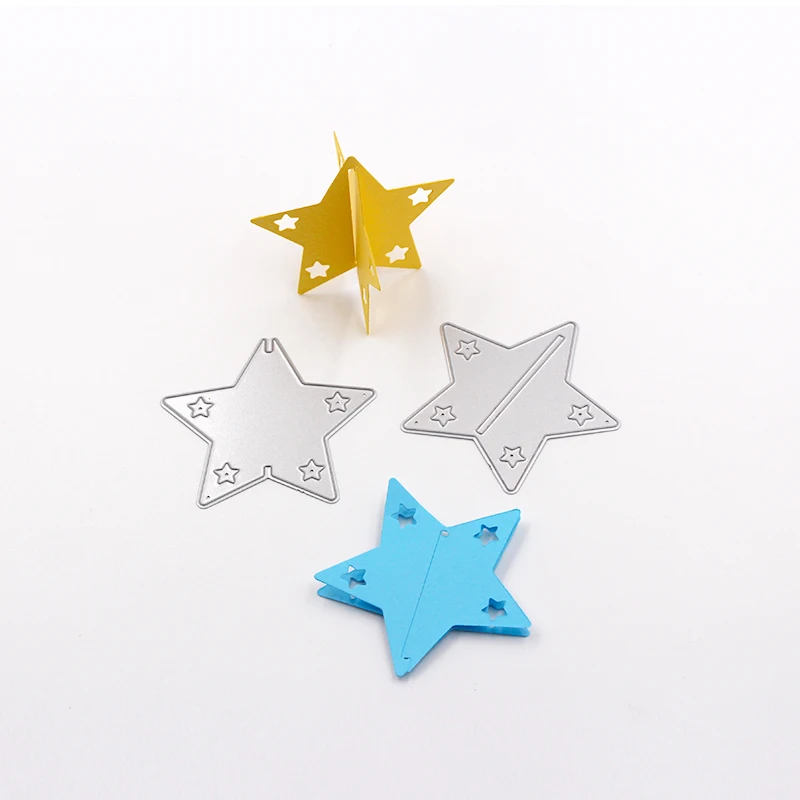 Новинка 2020 металлический трафарет 3D с пентаграммой и звездами шаблон для