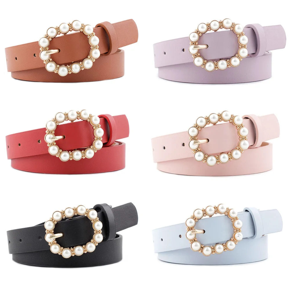 Женские джинсы платье украшение пояс кожаные ремни жемчужная Пряжка