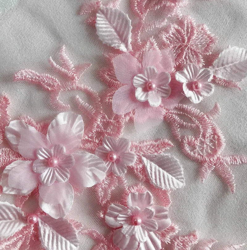 1 шт. цветок 3D кружево аппликация бисером вышитый материал отделка для свадебного