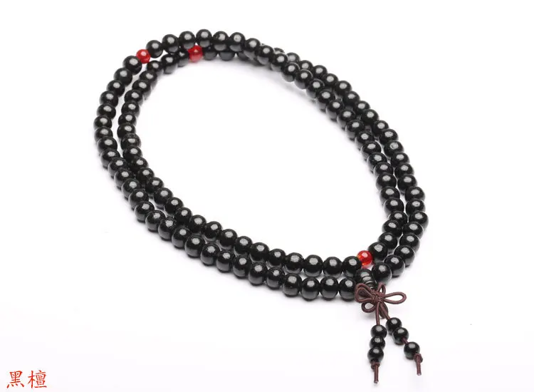 8 мм Тибетский буддизм 108 черная деревянная молитва шарик Мала ожерелье + Новый