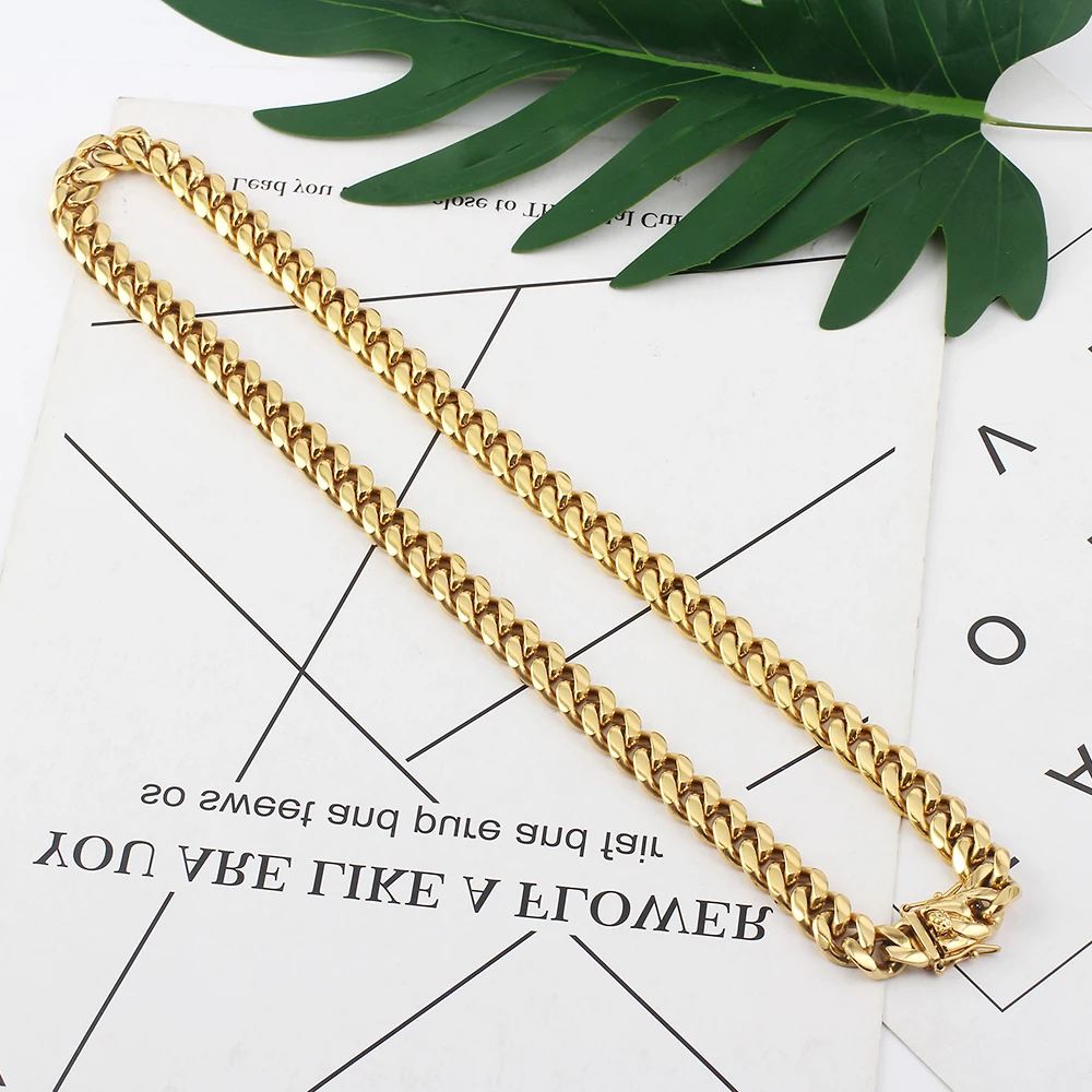 

Factory Wholesale Stainless Steel Golden Tone Cuban Curb Link Chains Men's Women's Punk Fashion Jewelry Bracelet&Bangles gifts