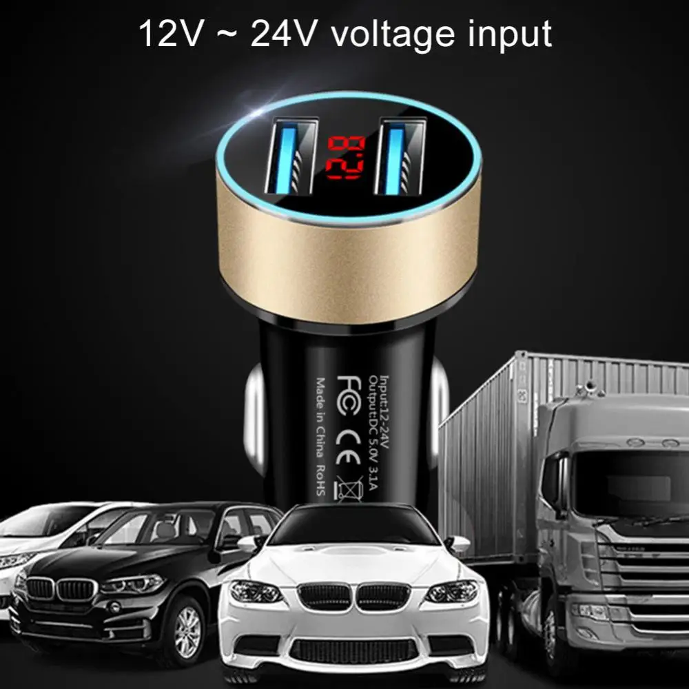universal car vehicle phone charger cigarettes lighter 3 1a dual usb mobile phone quick charging charger auto accessories free global shipping
