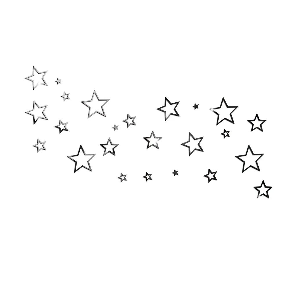 

Zollor 24pcs/set Gold Sliver Hollow Stars Acrylic Mirror Surface DIY Wall Sticker Eco-friendly Bedroom Living Room Decoration
