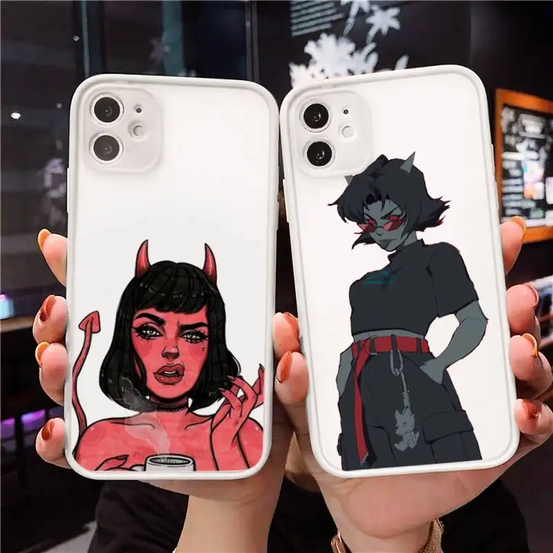 

Devil woman cool Phone Case Matte Transparent for iPhone 7 8 11 12 s mini pro X XS XR MAX Plus cover funda