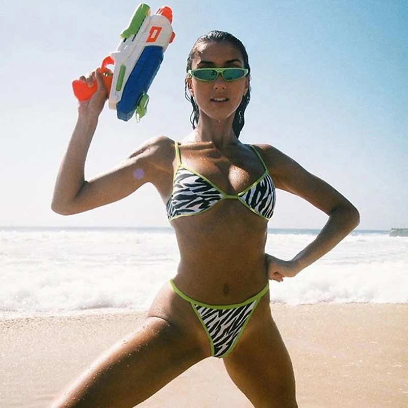 

Bandage Bikini Set Bikinis 2021 Zebra Stripes Mujer Biquini Maillot De Bain Femme two-piece Swimsuit Sexy Mini Bikini