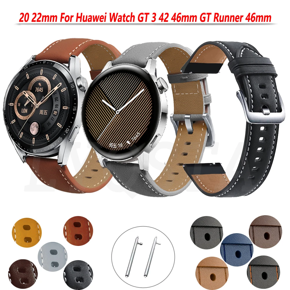 

Ремешок из натуральной кожи для наручных часов Huawei Watch GT 3/GT3 42 46 мм, сменный Браслет Для Huawei GT Runner 46 мм, 20 22 мм