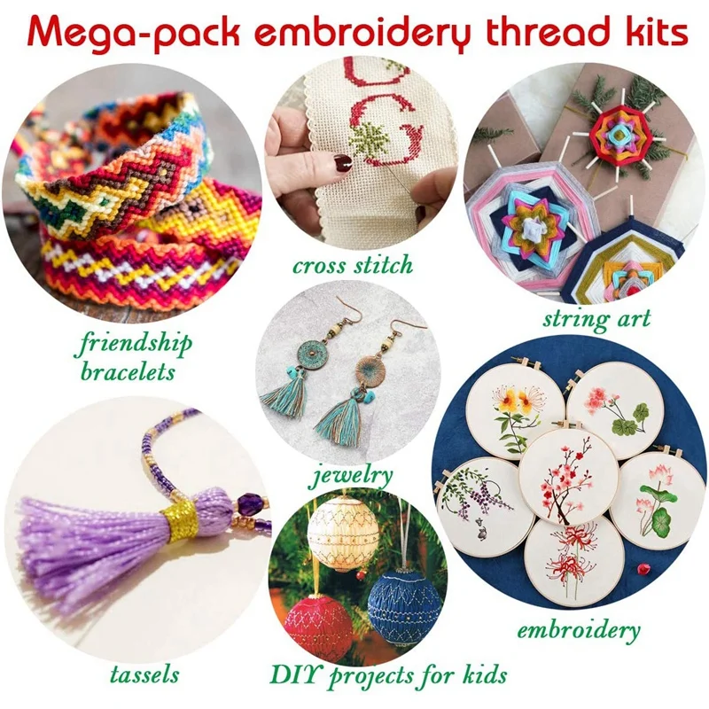 

Embroidery Thread Floss Set Including 200 Colors Cross Stitch Sewing Thread with Floss Bins and 48 Pcs Cross Stitch Tool