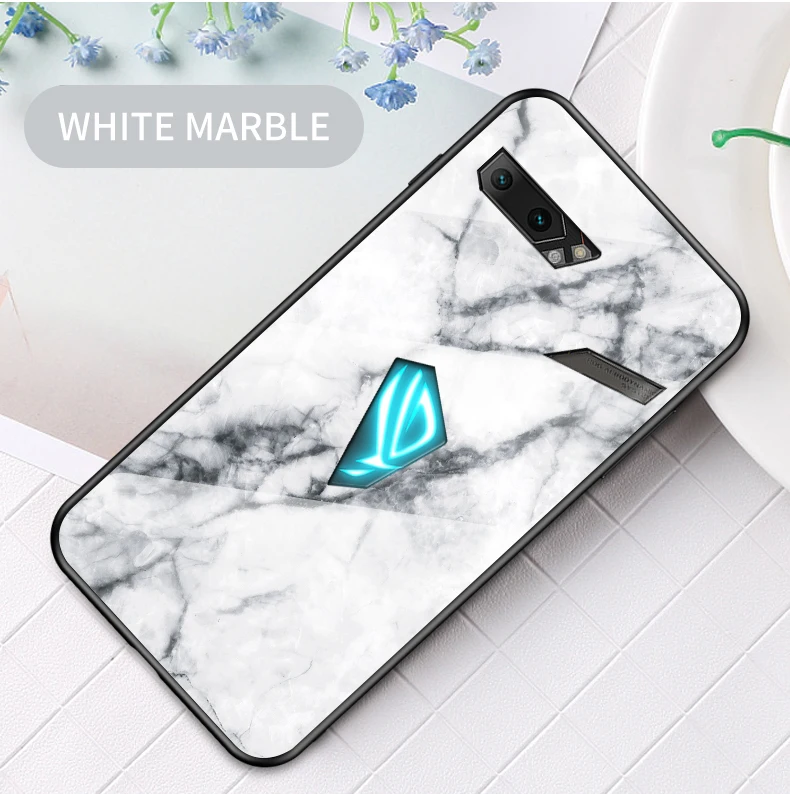 Чехол для Asus ROG Phone 2 ZS660KL, роскошный стеклянный мраморный стеклянный гибридный мягкий силиконовый Жесткий Чехол для Asus ROG 2, чехол для телефона