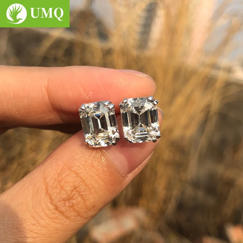 

UMQ Simple Elegant 8*10mm High carbon AAAAA Zircon Stud earring Top quality 925 sterling silver Sparkling CZ Wedding jewelry