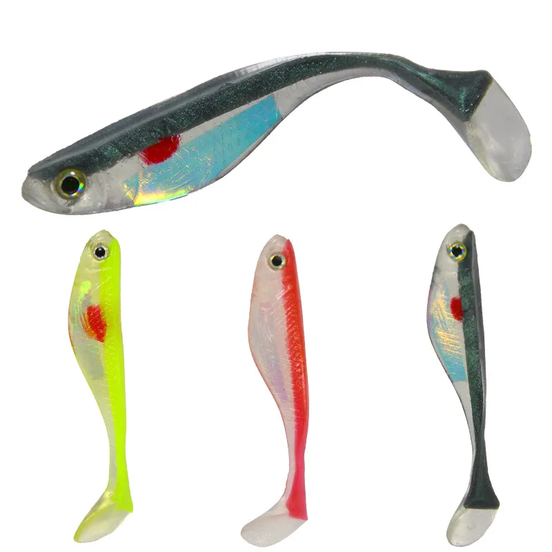 

3pcs/a bag of lure bait, two-color T tail 5g/8cm silicone artificial bait, fake bait, outdoor fishing