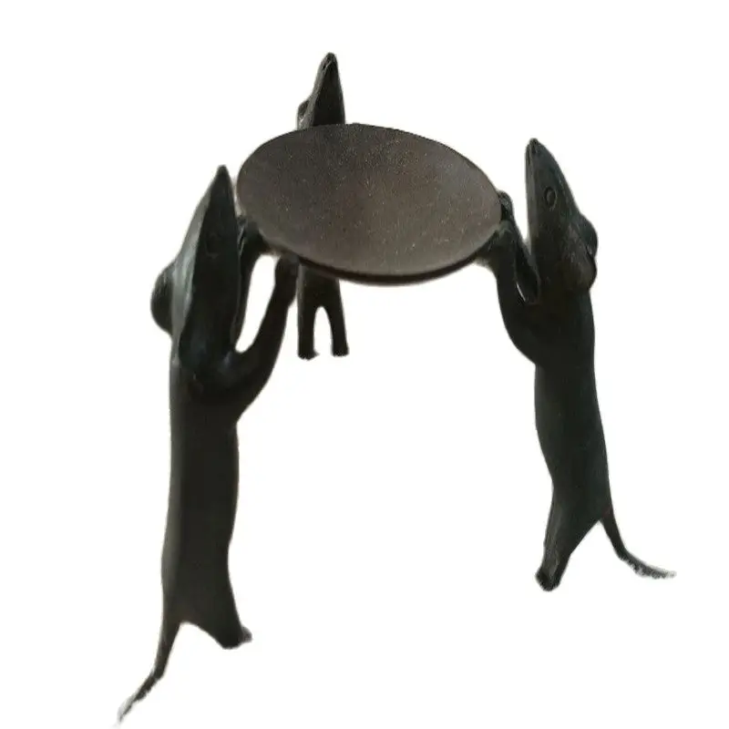 

China Old Beijing Three Mouse Copper Candlestick