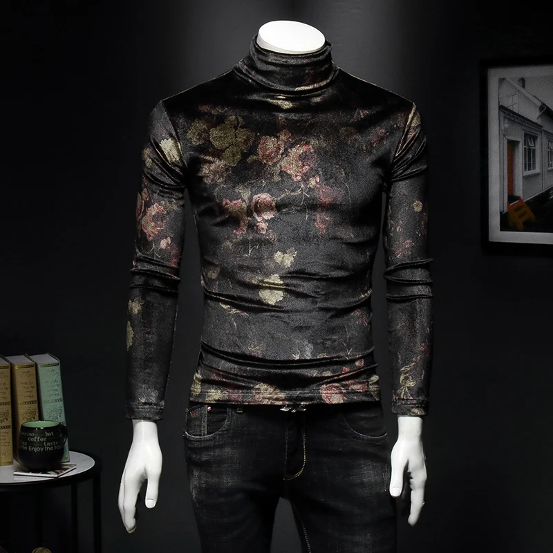 Высококачественная осенне зимняя Футболка мужская Толстая Водолазка с длинным