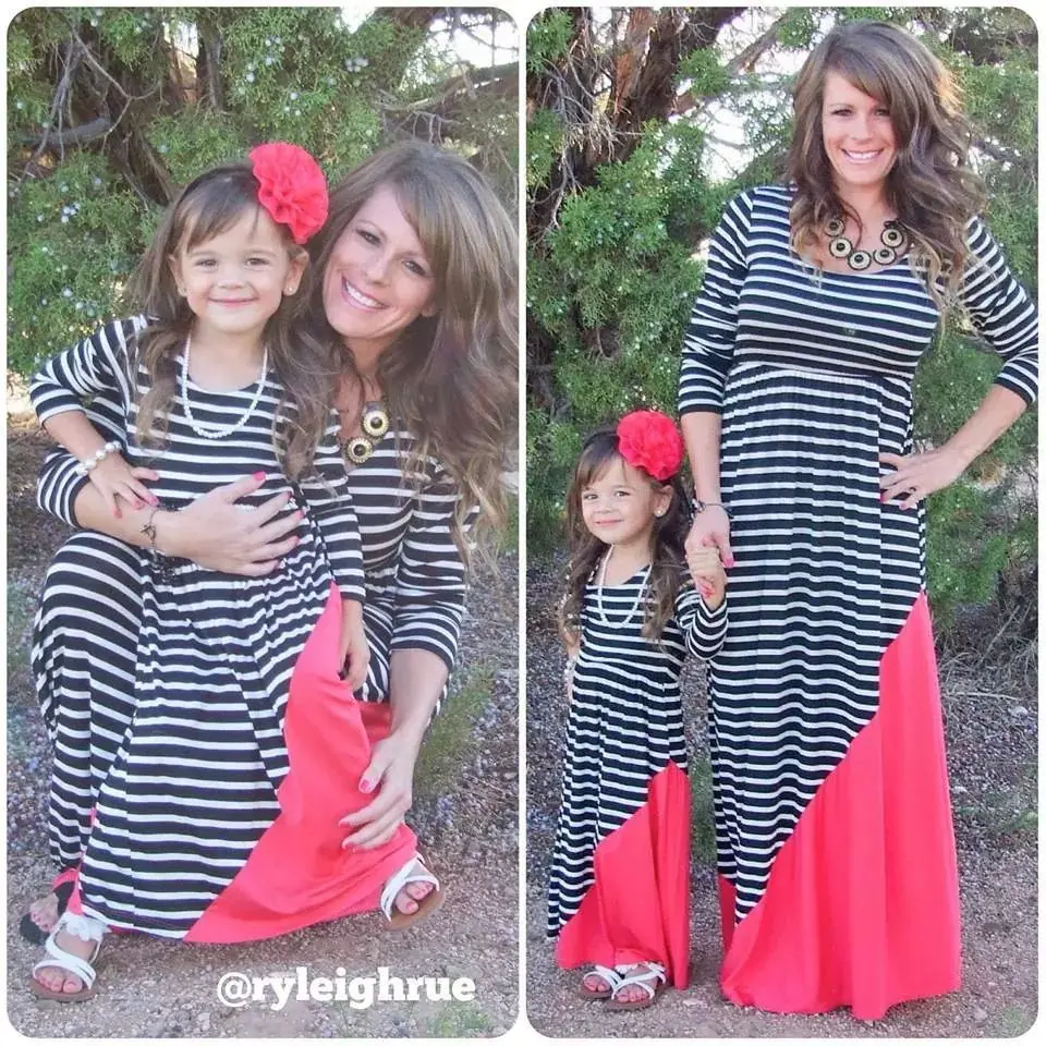 Женское длинное платье в черно-красную полоску стиле бохо весеннее одинаковое с