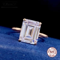 100 real 925 silver ring size 5 9 pave big 108 mm rectangle zircon plated by thick rhodiumrosegold femal fine jewelry