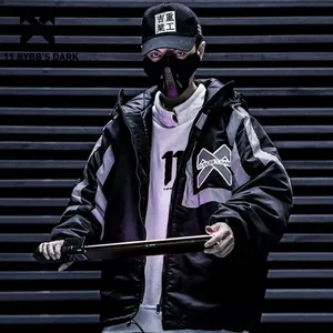 11 BYBB'S темные хип-хоп 3M светоотражающие мужские парки в стиле пэчворк повседневные толстые мягкие куртки Harajuku ветровка пальто уличная одежда