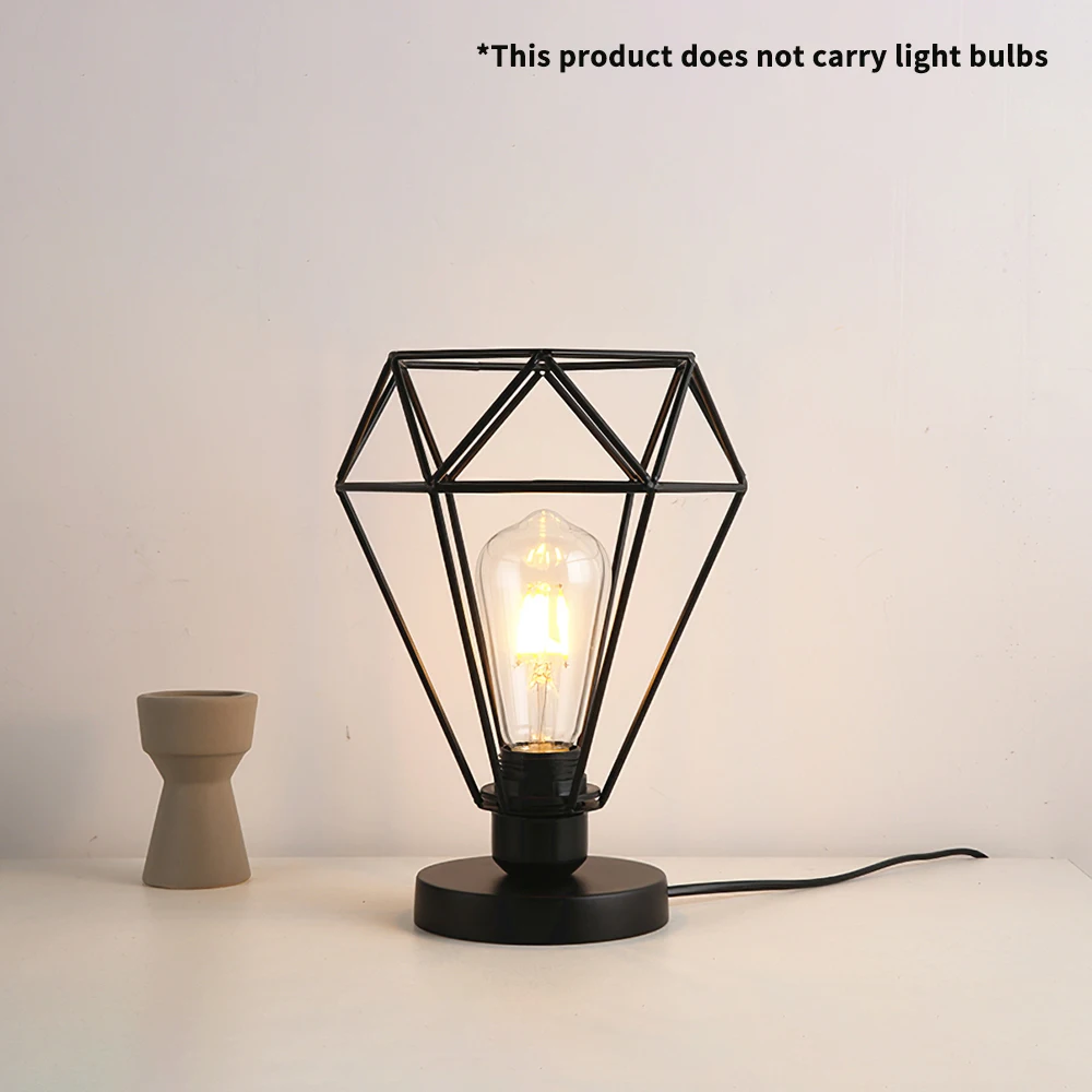 

Table Lamp Industrial Lights Modern Black Cage Iron Minimalist Retro Nordic Loft Lamp Metal Lamp Indoor High Quality