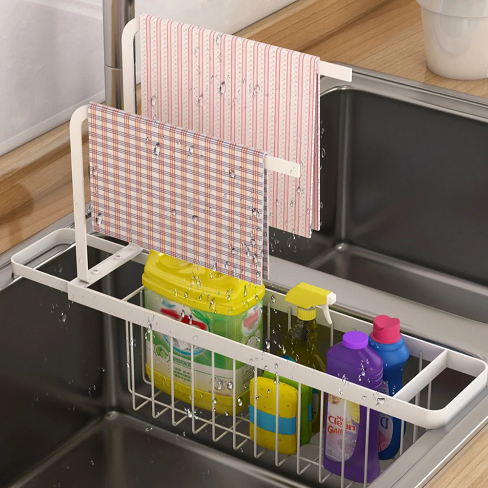 

Stainless Steel Telescopic Sink Shelf Rack Storage Basket Faucet Holder Adjustable Drain Rack Accessorie Kitchen Tool
