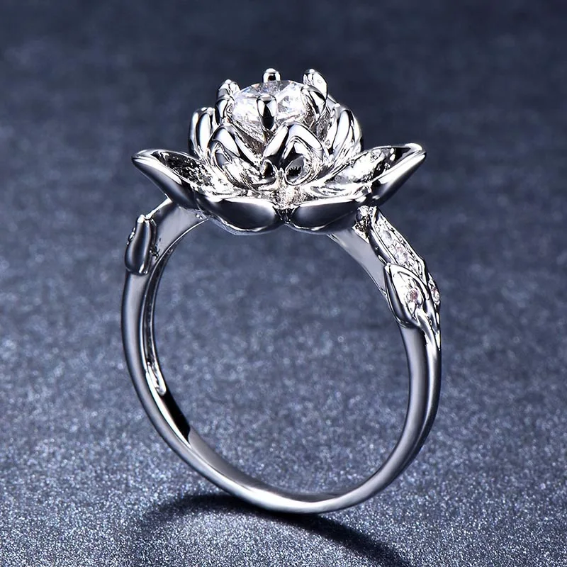 Женское кольцо с цветком лотоса Bague Ringen ювелирное изделие из серебра 925 пробы