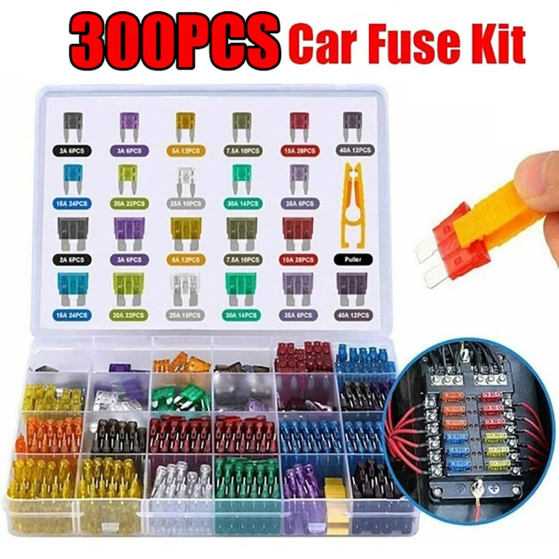 

90/120/220/300pcs 5/10/15/20/25 / 30A Fuse Profile Small Size Mini Fuse Assortment Set for Auto Truck