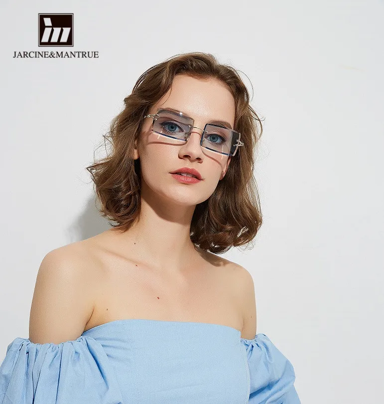 Женские квадратные бескаркасные солнцезащитные очки с винтажными прозрачными