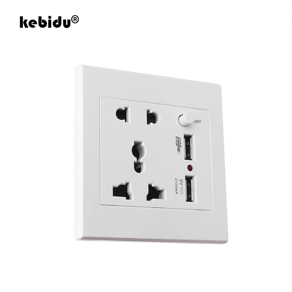 Kebidu многофункциональная двойная USB зарядка с панелью питания пятью отверстиями