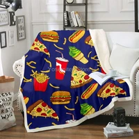 fast food sherpa fleece blanket for children kids bed throws pizza coke fries super soft extra warm blanket throw multicolored