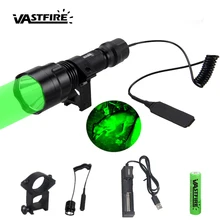 C8 4000lm T6 White Led Flashlight Green Q5 Tactical Hunting Lantern+Rifle Scope Airsoft Mount Clip+Remote Switch+18650+Charger