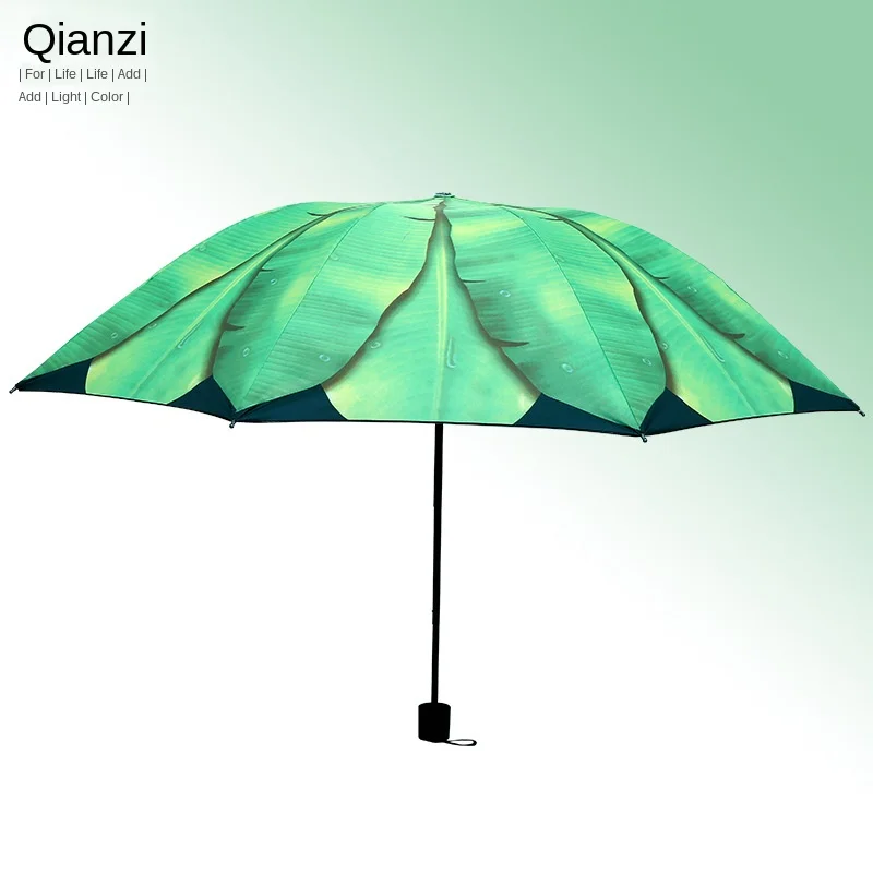 

women umbrella three folding umbrella black coating anti-ultraviolet sunny and rainy dual-use umbrella windproof strong umbrella