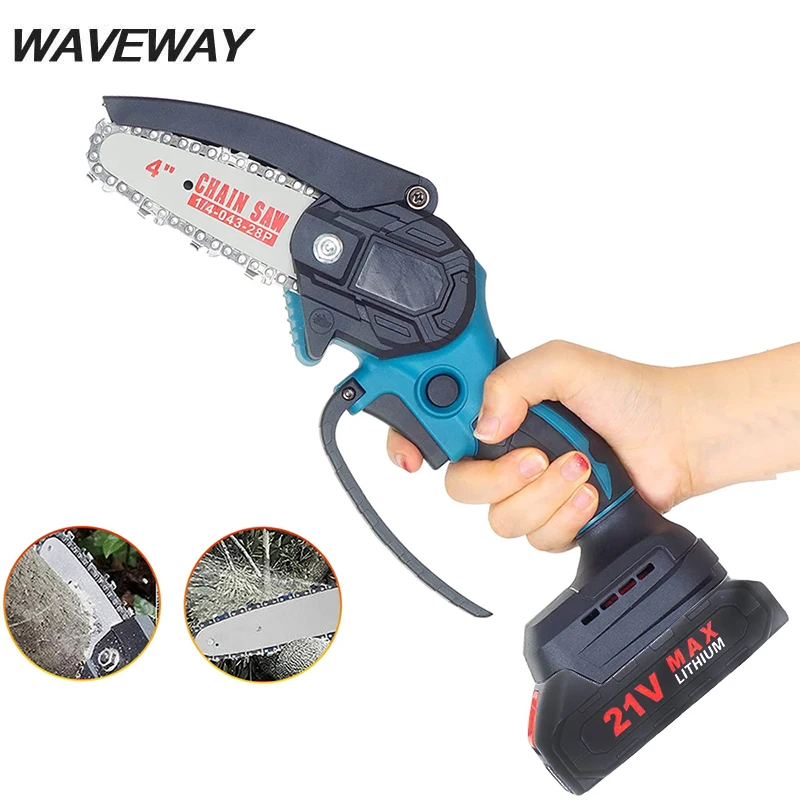 4 Inch Mini Electric Chain Saw Chainsaw With Battery Indicator Rechargeable Woodworking Garden Tools For Makita 18V Battery