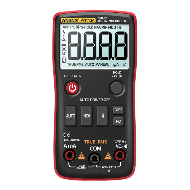 

Digital Multimeter Auto Range True RMS with Temperature Tester 4000 Counts AC/DC