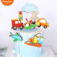 traffic light locomotive airplane cake decoration rail road crossing cake topper child happy birthday party supplies