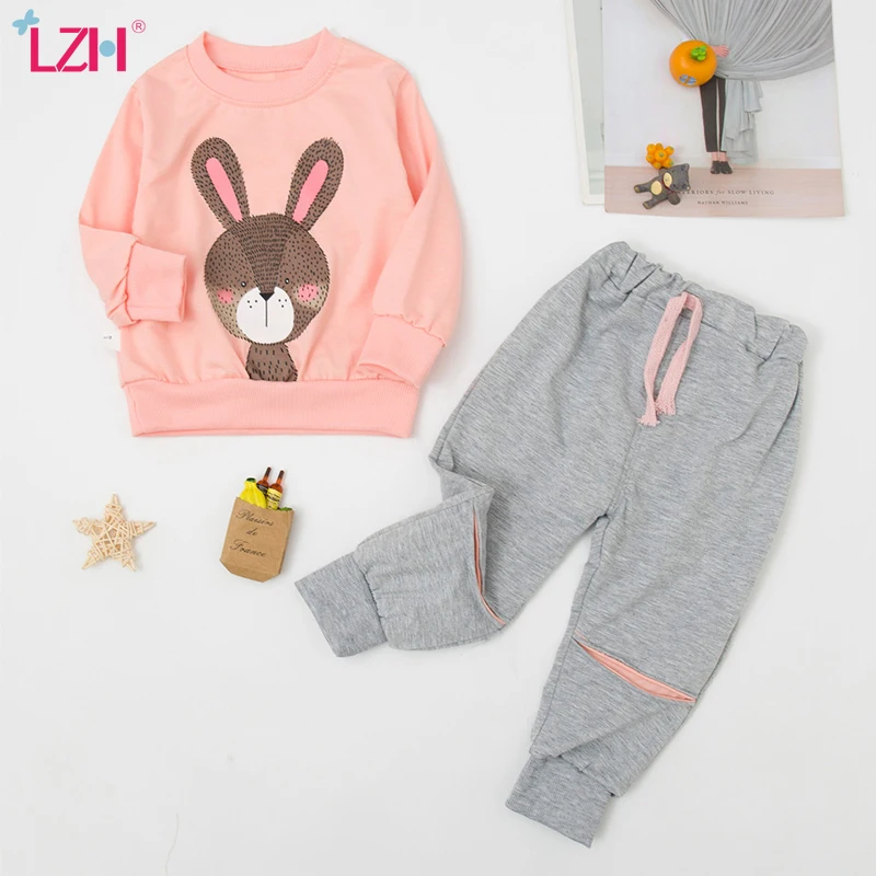 

LZH Children Clothing 2020 New Autumn Winter Kids Baby Girls Clothes Casual Print Long Sleeved Tops+Trousers 2Pcs Outfit Sets