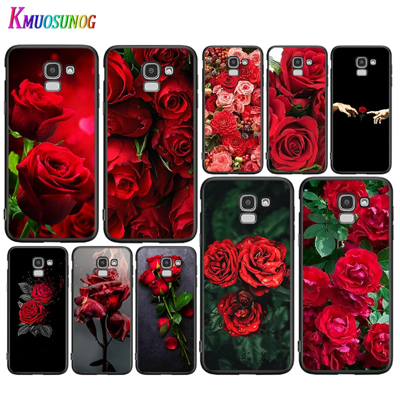 

Beautiful Red Roses For Samsung Galaxy J2 J3 J4 Core J5 J6 J7 J8 Prime Duo Plus 2018 2017 2016 Black Phone Case
