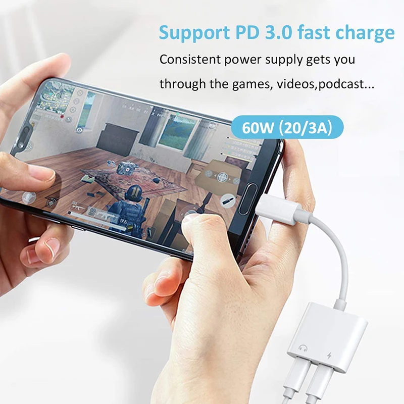 

Dual USB Type C Splitter DAC 2 in 1 Audio Fast Charge Type C to 3.5mm Headphone Adapter for Google Pixel Huawei Xiaomi Oneplus
