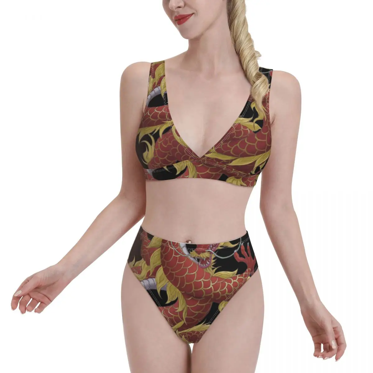 

Bikini Chinese Dragon Ed Hardies sexy 2021 Women Swimsuit high Waist swimsuit separate Chinese art Women Beach wear