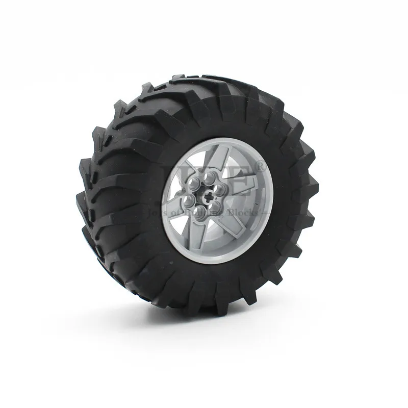 Technology Wheel 56mm D. x 34mm Racing Medium 6 Pin Holes with Tire 107 44R Tractor Straight Tread 15038 23798 Building Block | Игрушки и