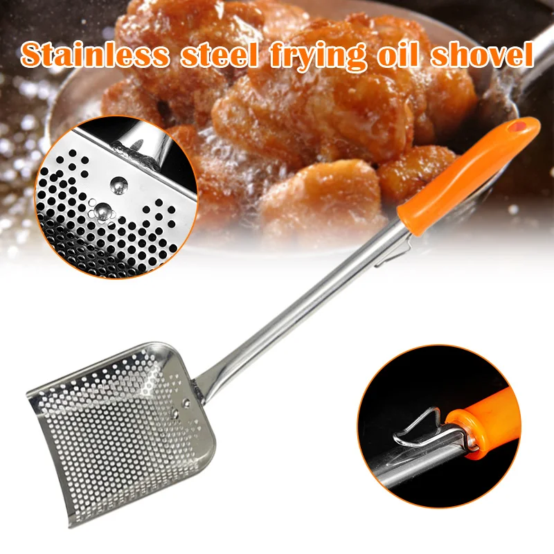 

Frying Oil Spill Shovel Skimming Spoon Square Stainless Steel Skimmer for Kitchen Deep Fryer Pasta Spaghetti Noodle DSD666