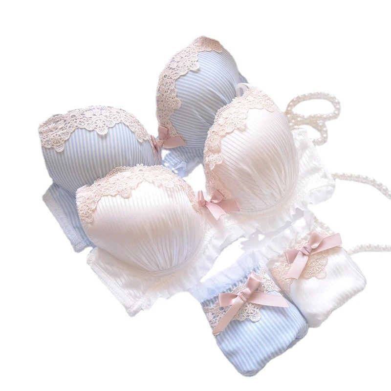 Super Gather Fashion Underwear Women Bra Set Push Up Brassiere Cotton Thick Deep V Sexy Bras Lace Lingerie Sets Embroidery