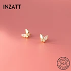 INZATT реальные 925 стерлингового серебра крошечный циркон серьги бабочки для модных женщин милые ювелирные изделия из золота 18 карат аксессуары