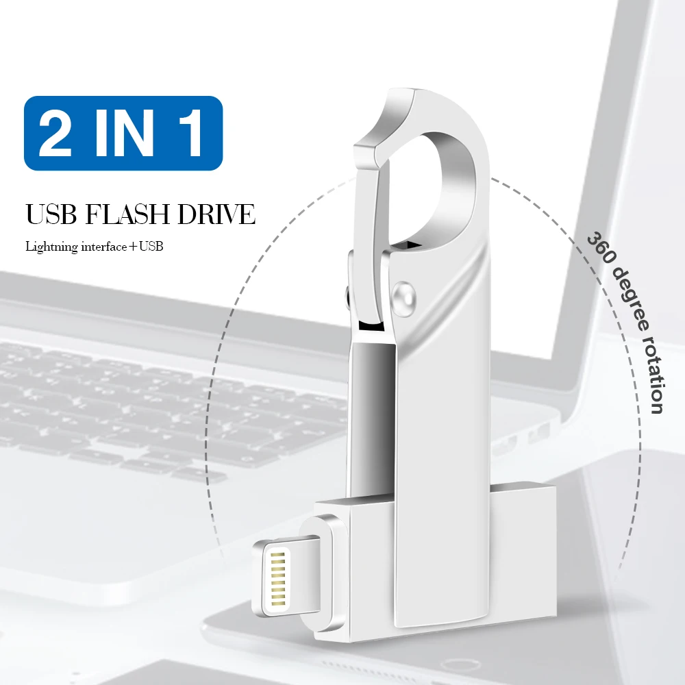 Многофункциональный USB флеш накопитель 2 в 1 32 ГБ OTG micro 512 128 металлический для