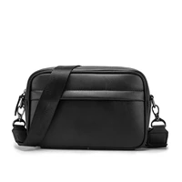 new men fashion vegan leather leisure messenger bag crossbody shoulder bag small black square bag