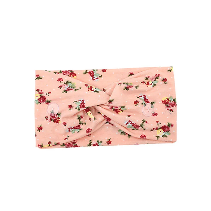 

Women Printed Wide Headband With Button Mask Holder Wear Ear Protection Fashion Quick-drying Sweat Hair Band Hair Accessories