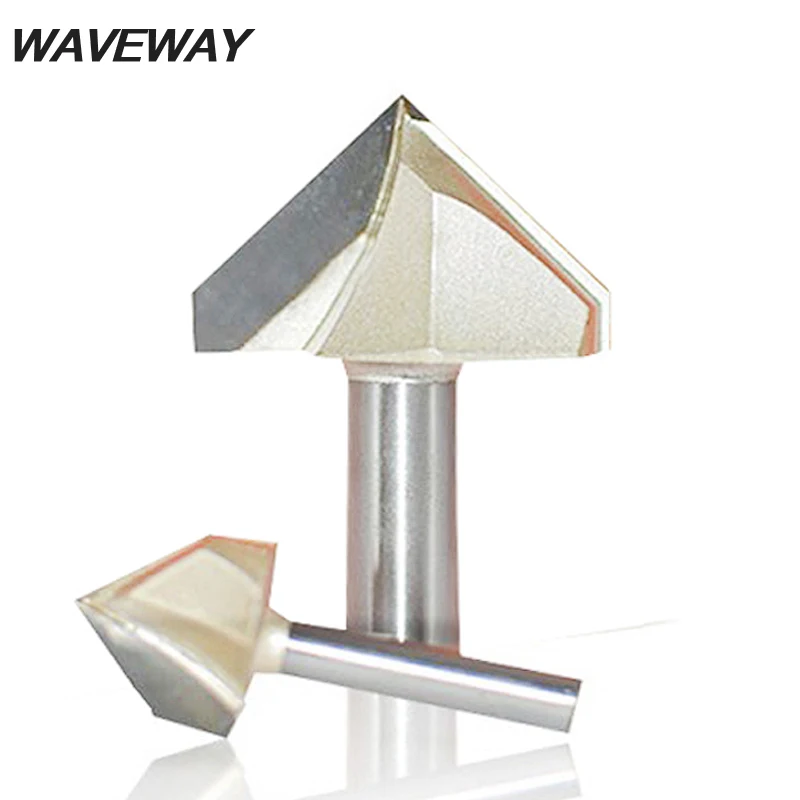 

Фреза WAVEWAY 1/4 дюйма, 6,35 мм, хвостовик 90 градусов, V-образный паз, Вольфрамовая сталь, фрезерный станок с ЧПУ, Гравировальный инструмент для обр...
