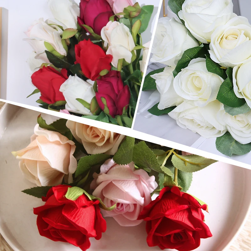 Искусственные цветы 63 см роза шелковый длинный стержень свадебное искусство с