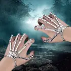 Хэллоуин браслет, соединенный с кольцом на пальце готический панк преувеличенный скелет кости суставы руки браслет, соединенный с кольцом на пальце украшения для вечеринки ювелирные изделия