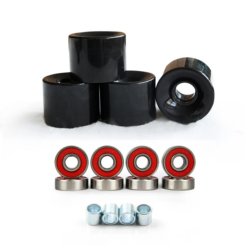 

​ A Set Of 4 Skateboard Roller Skateboard Skate Board AccessoriesWheels 60mm 78A Black+ABEC- 9 Bearings+ Spacers