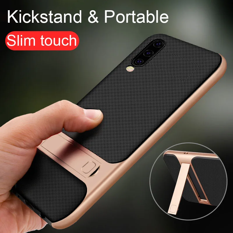 

Luxury Mobile Phone Case for Samsung Galaxy A50 6.4" Back Cover Soft TPU Silicone 3D Stand Holder SamsungA50 GalaxyA50 Armor Bag