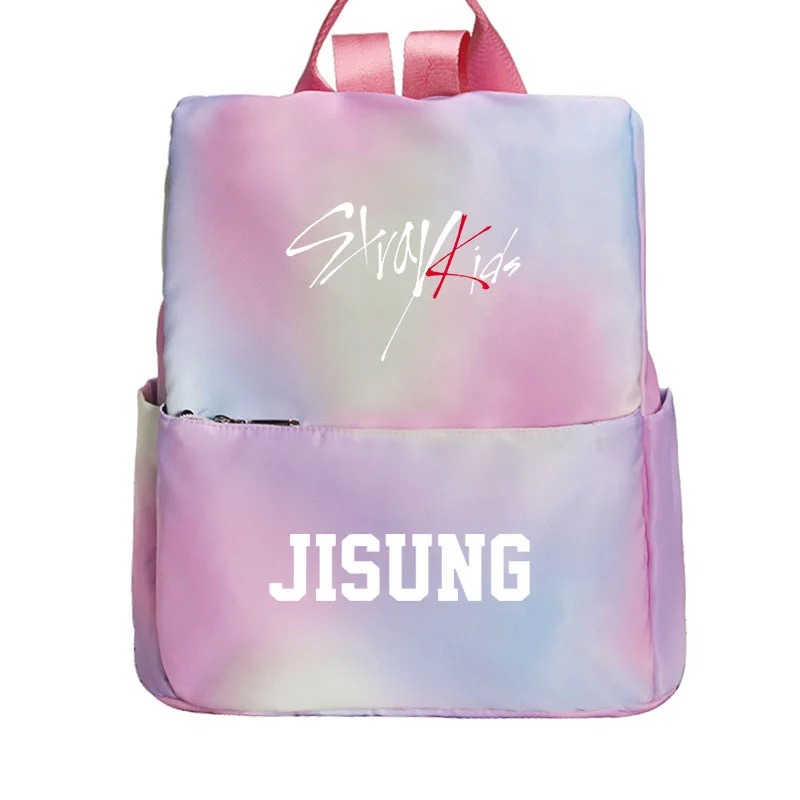 

Canvas schoolbag school travel bag back to school kpop stray kids stationery setFashion Stray Kids backpack Pink