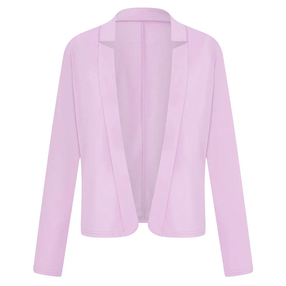 Женский блейзер с длинными рукавами и лацканами для офиса однотонное деловое