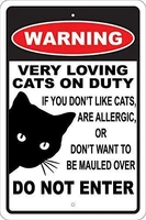 retro metal tin sign vintage warning very loving cats on duty aluminum sign for home coffee wall decor 8x12 inch